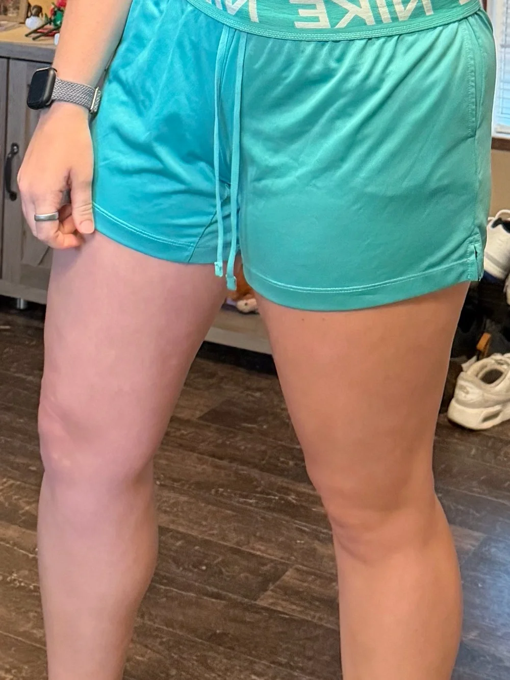 Nike Women's Aqua Athletic Shorts with Elastic Waistband